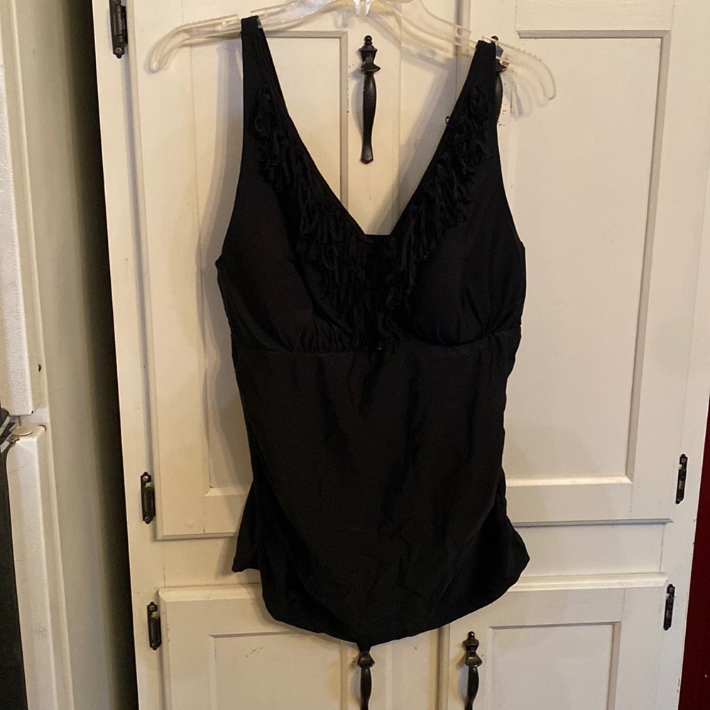 Black fringe swim top